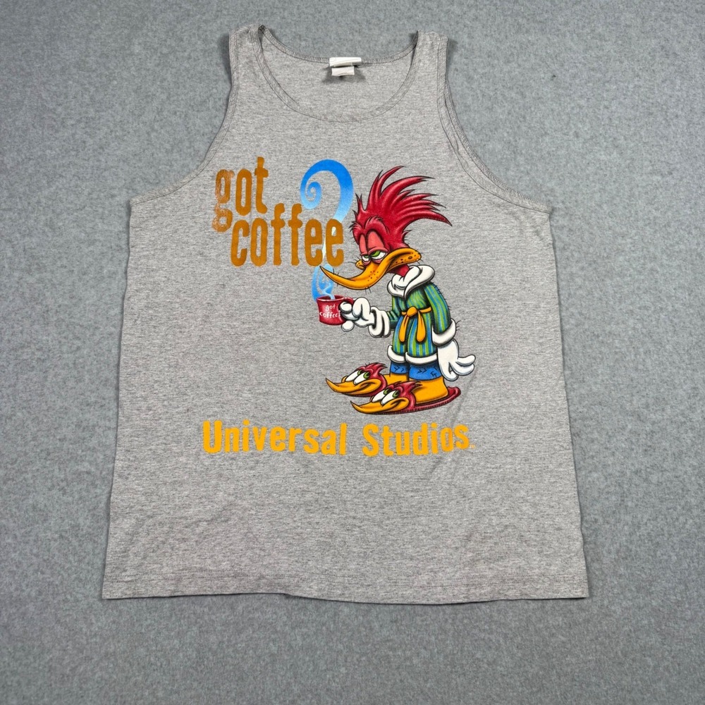 Vintage 90s Universal Studios Woody Woodpecker Tank Top Gray Mens Large USA